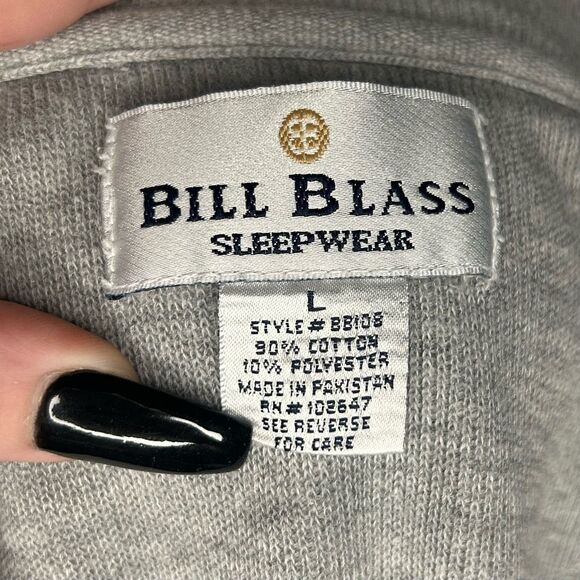 Bill Blass Sleepwear Gray Long Sleeve Henley Sleep Shirt Size L Button Up - Picture 10 of 13